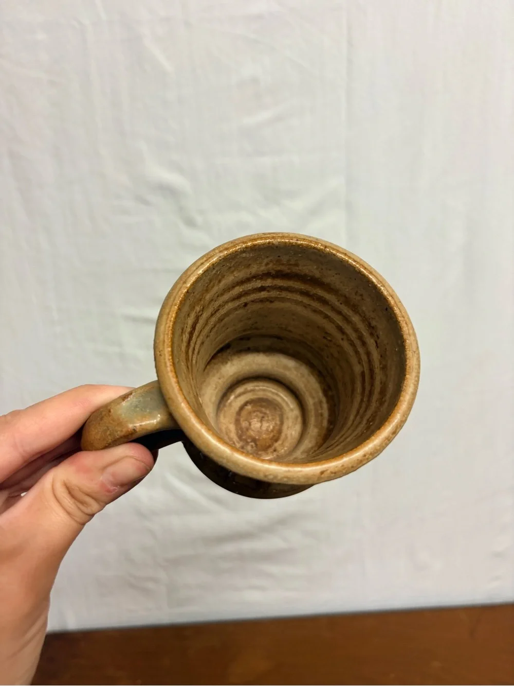 Vintage Neutral Pottery Pedestal Mug